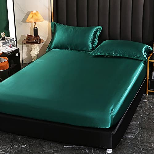 JIANINGHOME Satin Spannbettlaken 120x200,Sommer Seidenmatte Spannbetttücher All-Inclusive rutschfeste Kissenbezug Matratzenschutz Tagesdecke Bettdecke