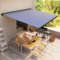 ShCuShan Kassettenmarkise mit Motor 500x300 cm Blau und Weiß Markise Elektrisch Senkrechtmarkise