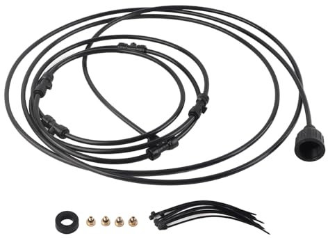 Srliya Nebelventilator-Set, Sprühring Standventilator, Wasservernebler Zum Kühlen der Außenterrasse, Nebelleitung, Metall-Nebeldüsen, Messing-Adapter, Passend Bodenventilatoren