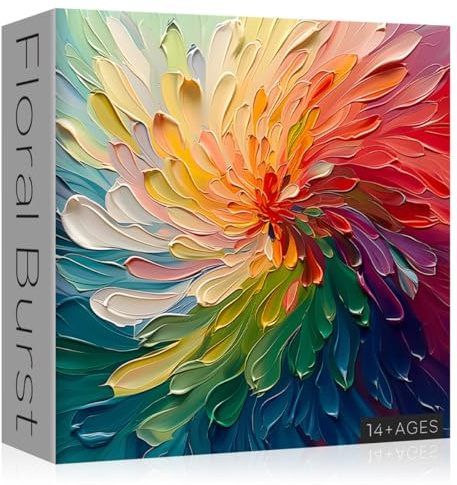 PICKFORU 1000 Piece Expert Floral Art Puzzle, Modern Style, Multi-colored, 60.6 cm x 60.6 cm, Ages 16+