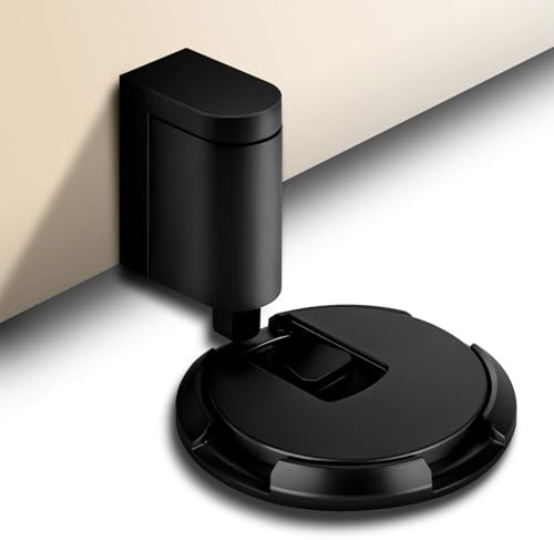 Flintronic Door Stopper, Adjustable Punch-Free Door Stop, Mechanical Silent Floor Door Stop with Adhesive, Door Stoppers Indoors for Skirtings Patio Outdoor (Black)