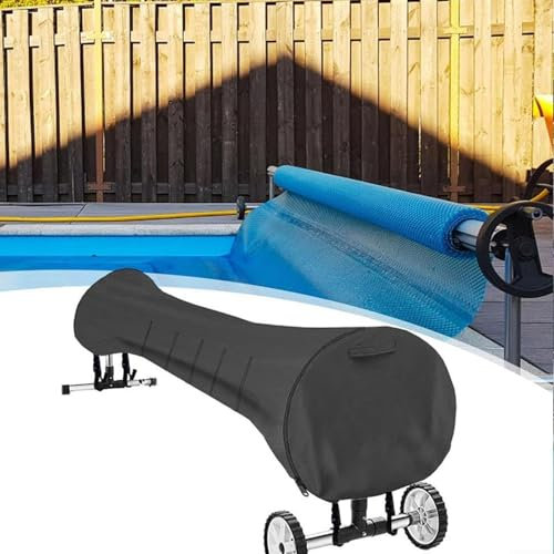 Cubierta Enrollador Piscina,Cubierta Protectora de Carrete Solar para Piscina,Cubierta Carrete Manta Solar,Cubierta Protectora Rodillo Solar Tejido Oxford 210D Impermeable(Size:20ft,Color:Black)
