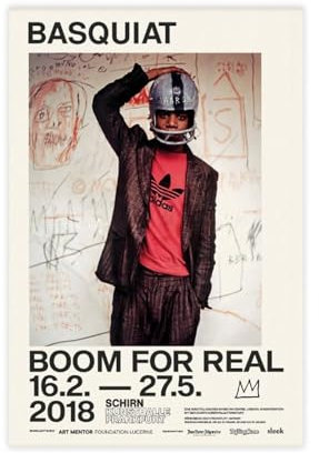 LLINJR Basquiat – Boom for Real Poster Leinwand Poster Schlafzimmer Dekor Landschaft Büro Zimmer Dekor Geschenk 40 x 60 cm