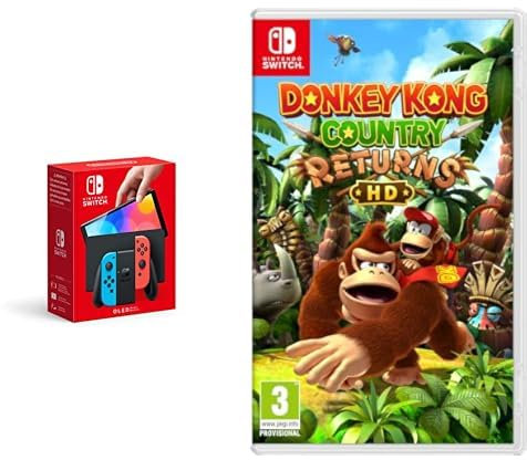 Nintendo Switch (versión OLED) Azul Neón/Rojo Neón & Donkey Kong Country Returns HD