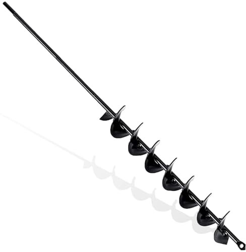 LYFETC 5x80cm Black Foret hélicoïdal de jardin Vis de jardin,Tarière pour perceuse, foret de plantation, foret de plantation pour visseuse sans fil