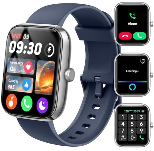Reloj Inteligente Hombre Mujer Konitee, Smartwatch con Llamadas Bluetooth, 1.83 Pulsera Actividad con Whatsapp Mensajes, 110+ Modos Deportivo, SpO2/Sueño/Pulsómetro, Impermeable IP68 para iOS/Android
