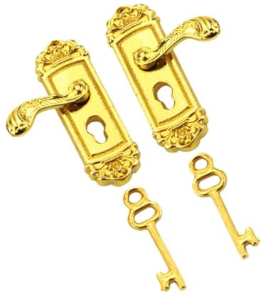 HANABASS 2 Sets Mini Door Key Decorative Knocker for Dollhouse Miniature House Accessories for Realistic Home Decor Vintage Style Door Kit