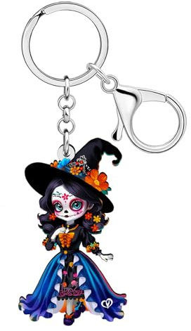 DOWAY Porte-clés effrayant en acrylique avec poupée vaudou pour Halloween, cadeaux méchants pour femmes et filles, breloque de sac à main