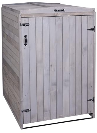 PROREGAL XL 1er-/2er-Mülltonnenverkleidung, HxBxT 126x79,5x98 cm, Anthrazit-Grau, Mülltonnenbox Mülltonnenabdeckung Holz