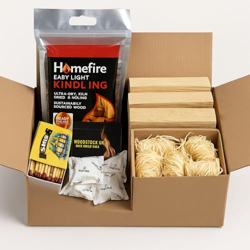 Kiln-Dried Log Starter Box – Mixed Hardwood Logs, Kindling & Firelighter Kit – Ready to Burn, Easy Ignite, <20% Moisture – Perfect for Fireplaces, Log Burners & Fire Pits (1 Starter Box)