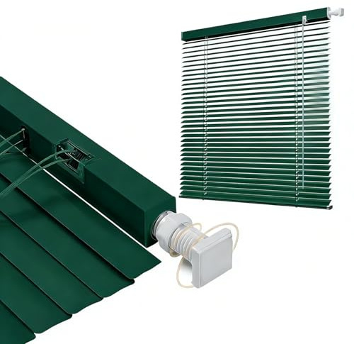 Room Darkening Mini Blind No Drill 40-140cm Width 50-180cm Length, 25mm Slat Aluminum Venetian Blinds, Cordless Horizontal Windows Blinds for Interior(Dark green)
