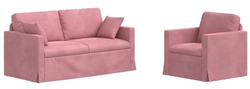 vidaXL Sofa Set 2 pcs Rosa 158 x 78 x 80 cm Samt, Wohnzimmer, rechteckige Form, modernes Design, langlebige Materialien, ergonomische Merkmale für Komfort und Stil in jedem Raum