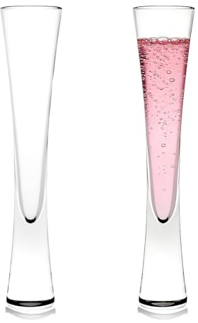 Eidoct 2x150ml Champagne Flutes, Handmade Mouth Blown Lead-Free Crystal | Prosecco Glasses - Clear Crystal Champagne Liqueur Glasses for Prosecco, Mimosa, Cocktails & Wedding Toasts