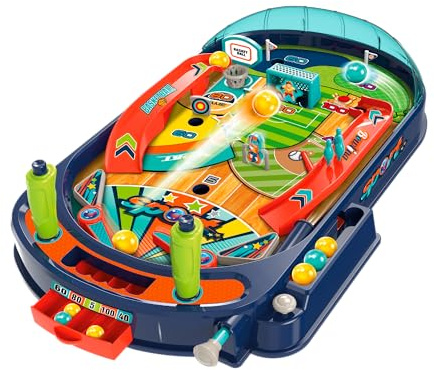 Rebel Electro Mini Flipper Fußball Tischspiel Kompakt Geschicklichkeitsspiel mit Saugnäpfen Tragbares Arcade Spielzeug Blau