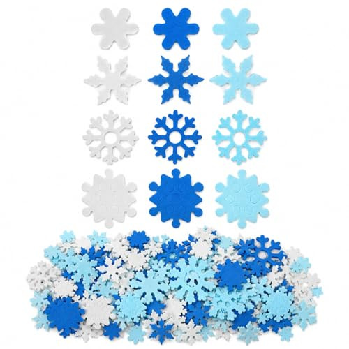200 Stück Selbstklebende Schneeflocken Aufkleber Weihnachten Deko, 3 Größen Streudeko Konfetti, Weihnachtssticker für Winter Wonderland Frozen Tischdeko