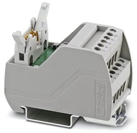 PHOENIX CONTACT VIP-2/SC/FLK10 Varioface-Modul mit Schraubanschluss und Flachbandkabel-Anschlussschienen mit Stiftleiste und Kurzen und Langen Verriegelungen für Steckdosenleisten, 10 Positionen