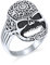 Bling Jewelry Großer Herrenschmuck Im Punk Rocker Biker Stil Gotischer Totenkopf Als Siegelring Mit Karibischem Piratenmotiv In Silberfarbe Aus Edelstahl