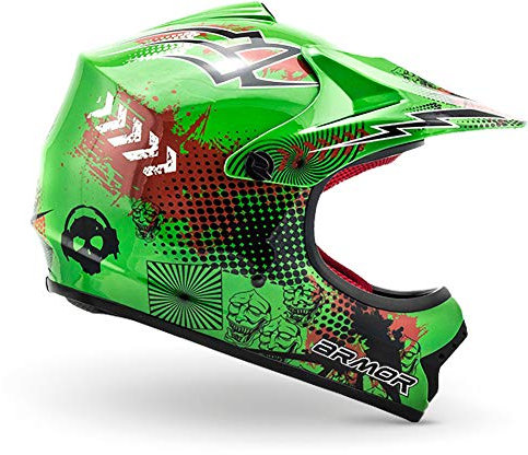 ARMOR HELMETS® AKC-49 „Green“ · Kinder Cross-Helm · Motorrad-Helm MX Cross-Helm MTB BMX Cross-Bike Downhill Off-Road Enduro-Helm Moto-Cross Sport · DOT Schnellverschluss Tasche XL (59-60cm)