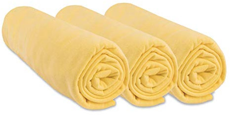 Lot de 3 Draps Housse 60x120 cm Lit Bébé, Berceau, Lit Parapluie 60 x 120 | 100% Coton | Jaune Paille | Extensible Respirant | Sommeil sain | Marque Easy Dort | Certifié Oeko-Tex | Fabriqué en Europe