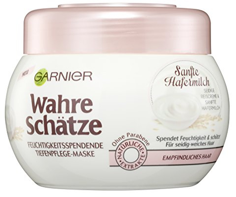 Garnier Wahre Schätze Haarkur/Verwöhnende Haarmaske mit sanfter Hafermilch für besonders geschmeidiges Haar / 3er Pack (3x 300ml)