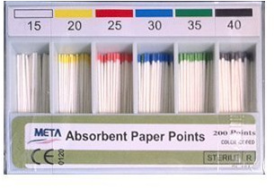 Dental Endo Endodontic Absorbent Paper Points META Size 15-40 Color Coded