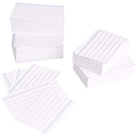Amazon Basics A8 Karteikarten (7,4 cm x 5,2 cm), liniert, Weiß, 1000 Stück