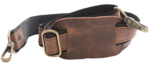 LECONI Trageriemen Leder Nylon Schulterriemen breiter Schultergurt für Taschen Umhängegurt längenverstellbar 4x150cm schlamm LEC-R2