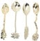Cucharas Postre Juego Cucharas Mini Cuchara Café Cucharadita Cucharas Postre Frutas Talladas Estilo Real Vintage Para Cocina Comedor Bar 4 Piezas/Juego(Oro)