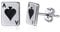 BlackAmazement 2er Set 316L Edelstahl Ohrstecker Ohrringe Pik Ass Spielkarte Zocker Poker silber schwarz Damen Herren