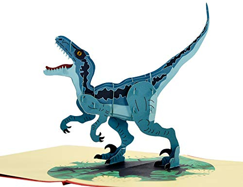 CUTPOPUP Raptor Dinosaurier Karte Pop Up, 3D Geburtstagskarte, Grußkarte Pop Up für Tochter, Sohn, Neffe, Tochter, Nichte, Kinder Halloween, Weihnachten, Neujahr