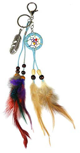 Pracht Creatives Hobby 5974-03205 Bastelset Traumfänger Schlüsselring in hellblau mit braunen Federn, ca. 30 cm, traumhafter Schlüsselanhänger auch zum Anbringen an die Tasche
