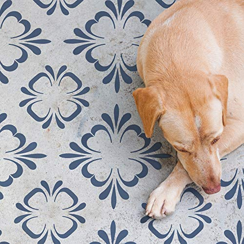 STENCILIT Aegean Tile Stencil for Painting Floors - Repositionable Tile Stencil - Large Floor Stencils for Painting Concrete - Tile Stencils for Painting Floors… (16 x 16)