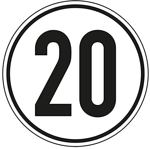 Aufkleber Geschwindigkeits-Schild 20 km/h Folie gemäß StVZO § 58 | Ø5-30cm Made in Germany, Größe: Ø30 cm
