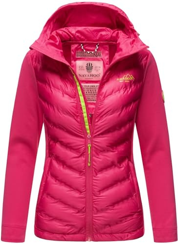 Navahoo Damen Fleece Hybrid Jacke Wanderjacke Kapuzenjacke B852 [B852-Nimm-Pink-Gr.L]