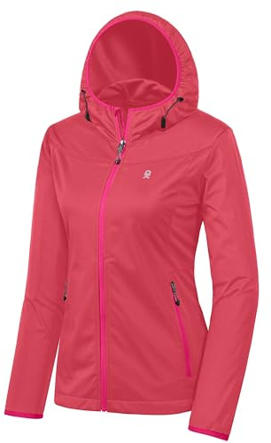 Little Donkey Andy - Veste coupe softshell légère à capuche pour femme pour course à pied, voyage, randonnée, coupe-vent et imperméable - Pastèque - Taille XXL