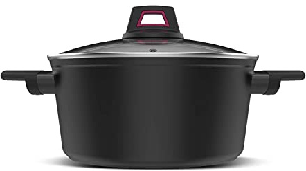 Taurus Best Moments Topf 28 - Topf aus Aluminiumguss, 28 cm Durchmesser, Ergonomischer Griff, Für alle Herdarten, Antihaftbeschichtung, Spülmaschinenfest, PFOA-frei, Schwarz