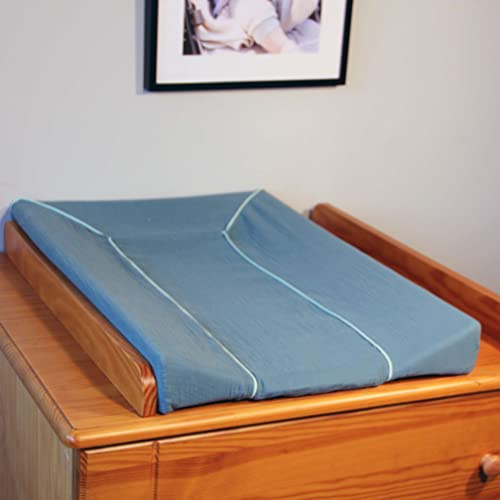 Looping Große Wickelauflage aus PVC mit Bezug aus Baumwolle | wasserdichtes PVC, 78 x 50 cm, hergestellt in Frankreich | Eukalyptus