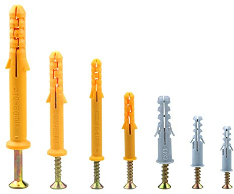 270 Pcs Screws And Wall Plugs Set,Anchor Bolts For Masonry、Brick、Concrete (M5/6/8/10) Heavy Duty Expansion Rawl Plugs Assorted To Wall Fixings(25/30/40/60/80mm)