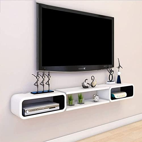 GTYUNZP Wall-mounted TV Cabinet Shelf Storage Unit Shelf DVD/Blu-ray Player Satellite TV Box Cable Box Floating Frame Wall-mounted shelf (Color : White)