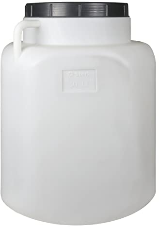 BAUPROFI Barril de 50 l cuadrado con tapa, color blanco, recipiente apto para alimentos