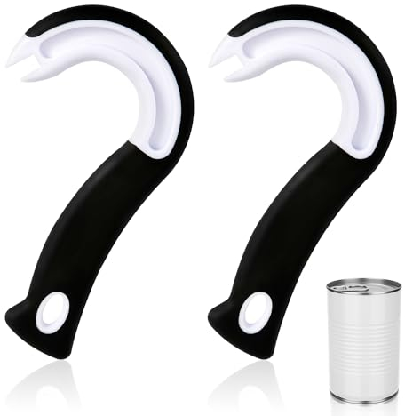 2pcs Easy Open Ring Pull Can Opener, Hook Can Opener Pull Tab No-Slip Rubber Grip Can Lid Lifter Manual Ring Top Soda Opener Tool for Elderly, Children, Weak Hands