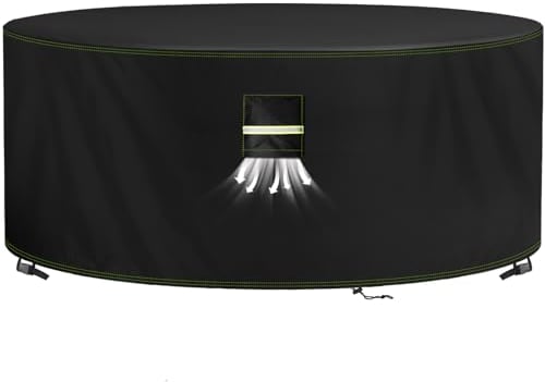 VDISRR Abdeckhaube Gartenmöbel, 420D Oxford Abdeckhauben Für Tische Ø160x74cm, Gartentische Schutzhülle mit Belüftungsöffnungen Wasserdicht, UV-beständig, Staubfest, Winterfest für Terrassenmöbel