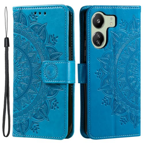 HTDELEC Coque pour Xiaomi Redmi 13C 4G Bleu,Housse en Cuir Premium Flip Case Portefeuille Etui avec Stand Support et Carte Slot Xiaomi Redmi 13C 4G - Bleu