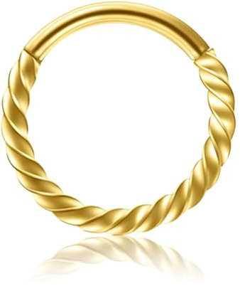 Decentraland 1 STÜCK 16G Gold Durchmesser 12 mm Modischer Helix Twist Edelstahl-Ohrring Knorpel Nase Septum Spiralring Orbital-Hoop-Piercing-Schmuck