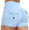 STARBILD Damen Sport Shorts Cargo Scrunch Butt, High Waist Leggings Kurze Push Up, Sommer Workout Hotpants für Gym Fitness Yoga, Cargo - Hellblau S