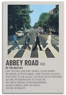 DATOZA Abbey Road by The Beatles Minimalist Poster Dekorative Malerei Leinwand Wandkunst Wohnzimmer Poster Schlafzimmer Malerei,Wandkunst Bilddruck Moderne Familienzimmer Dekor 12x18inch(30x45cm)