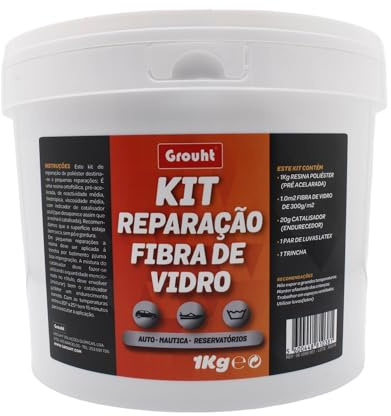 Fibre de verre et résine de polyester 1 kg. Kit de réparation en fibre de verre avec ponçage. bateaux, piscines, réservoirs, caravanes, tuyaux, carrosseries, voitures, motos, sculptures, moules
