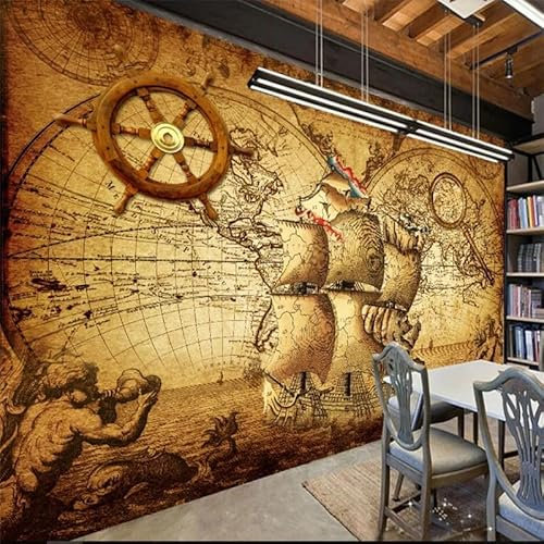 ZEZILE Benutzerdefinierte große 3D Wandbild Nautische Weltkarte Wohnzimmer Schlafzimmer Thema Wandbild Sofa Hintergrund Wand Wohnkultur Tapete