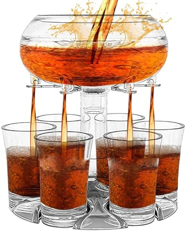 Glas Acryl Weinspender Schnapsglas Spender mit 6 Schnapsgläsern Getränkespender BabyGuinness Schnapsspender Schnapsausgießer Spender 6 Schnapsgläser und Halter Set