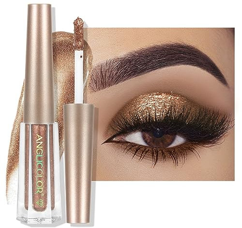 Anglicolor Sombras De Ojos LíQuida Brillante,Larga DuracióN,Sombra Ojos Purpurina,Professional Makeup Sombra De Ojos LíQuida,Purpurina Diamante Sombra De Ojos LíQuida. (15)